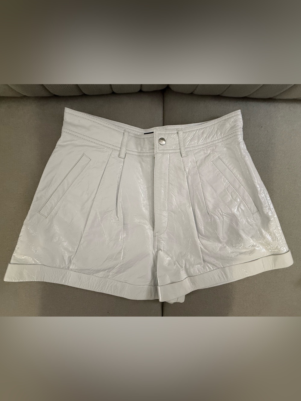 The Kooples Paris White Patent Leather Shorts - Size 2 $485